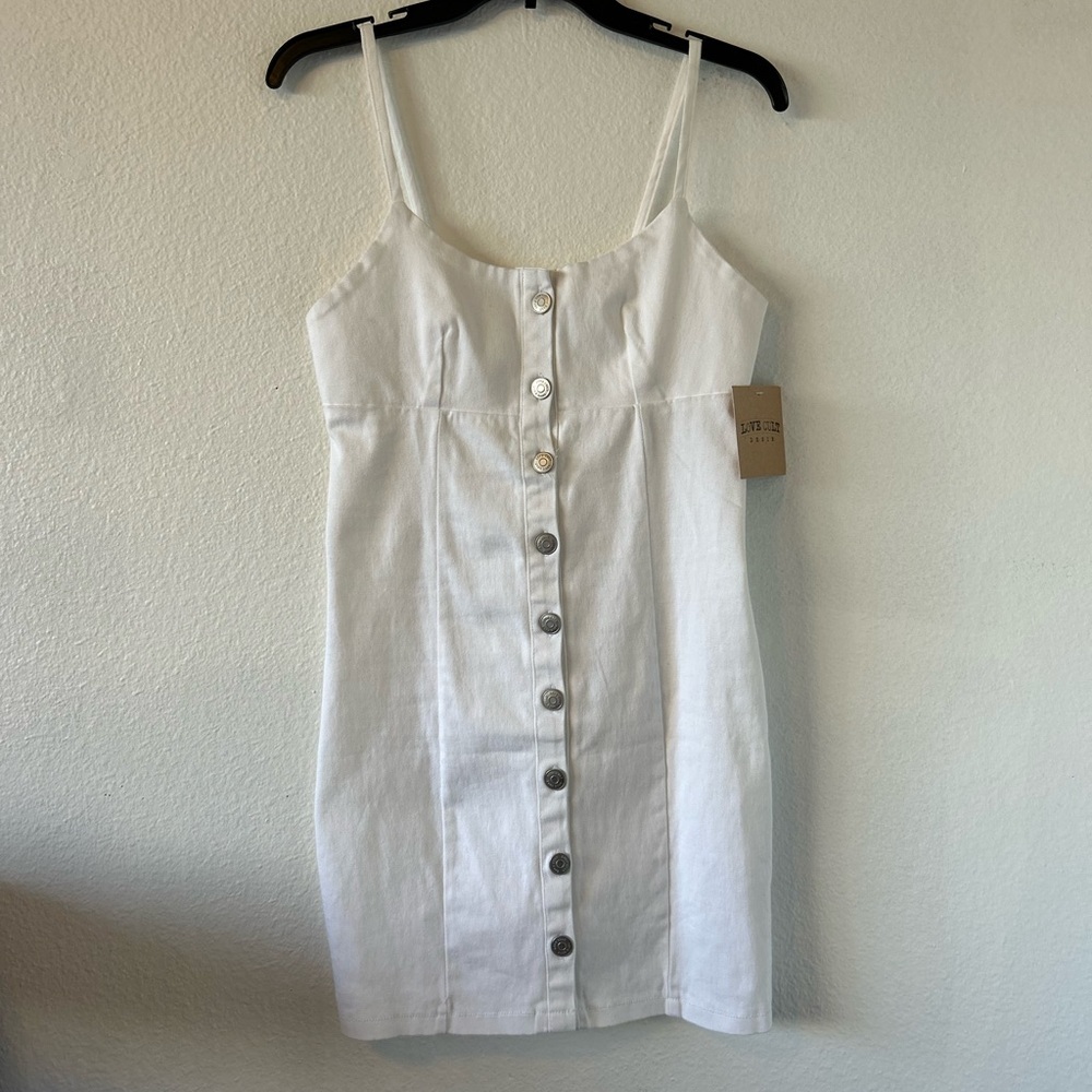 LOVE CULT Denim White Mini Dress Size S